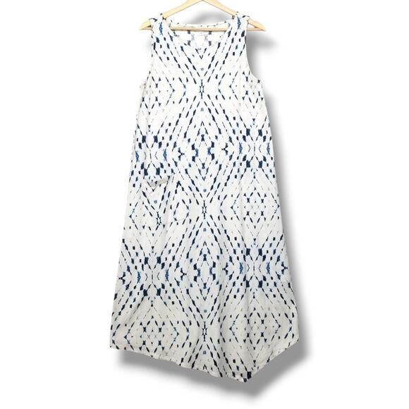 J. Jill Dresses & Skirts - Pure Jill by J Jill Asymmetrical Midi Tank Dress Womens Medium White Blue Casual